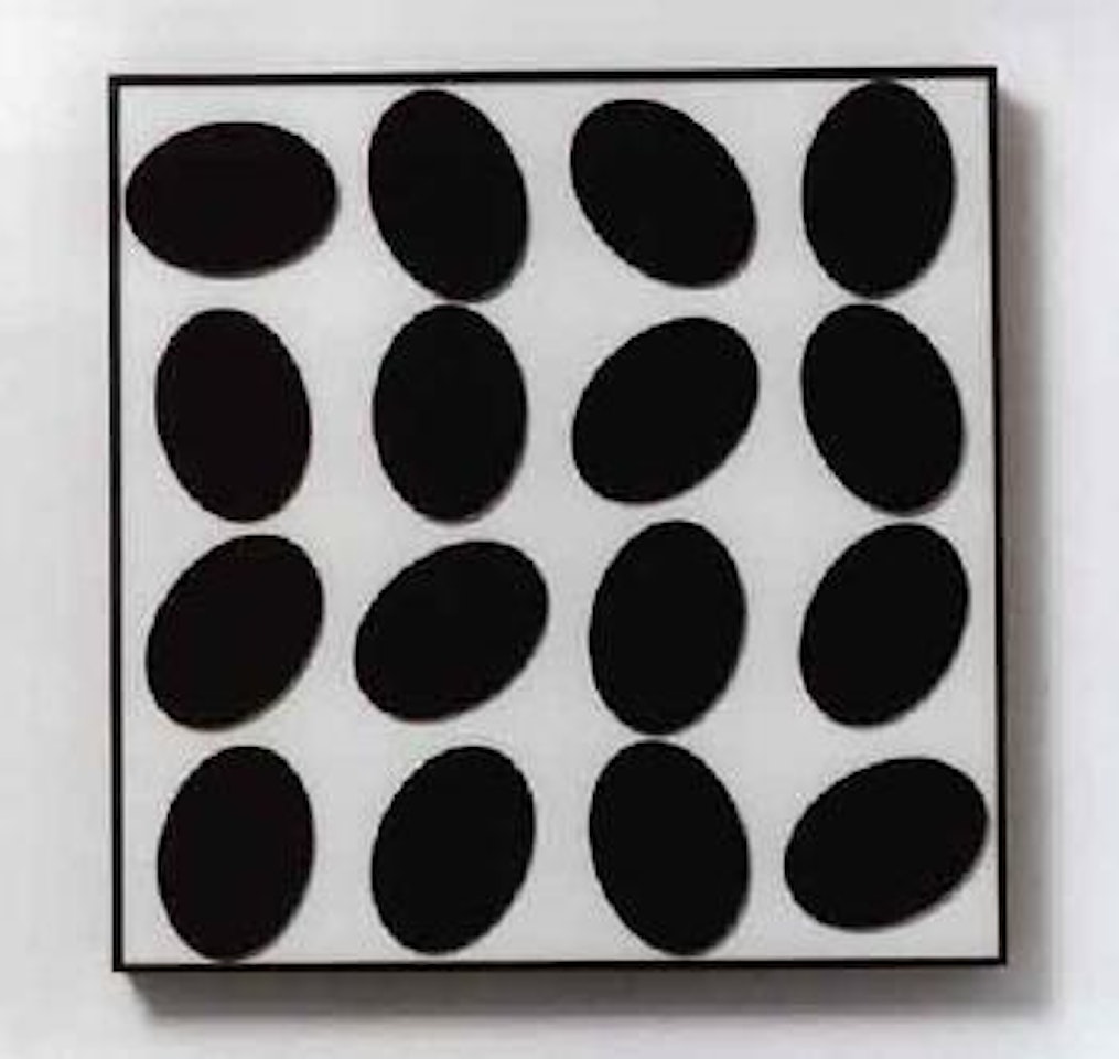 16 black ovals on white by Gerhard Von Graevenitz