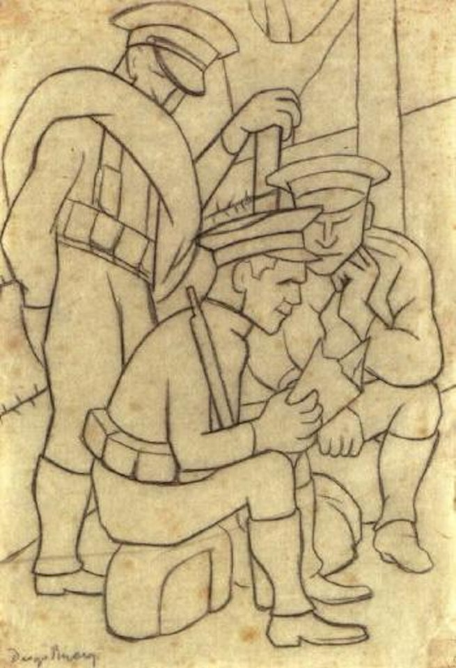 Soldiers, study by Diego Rivera
