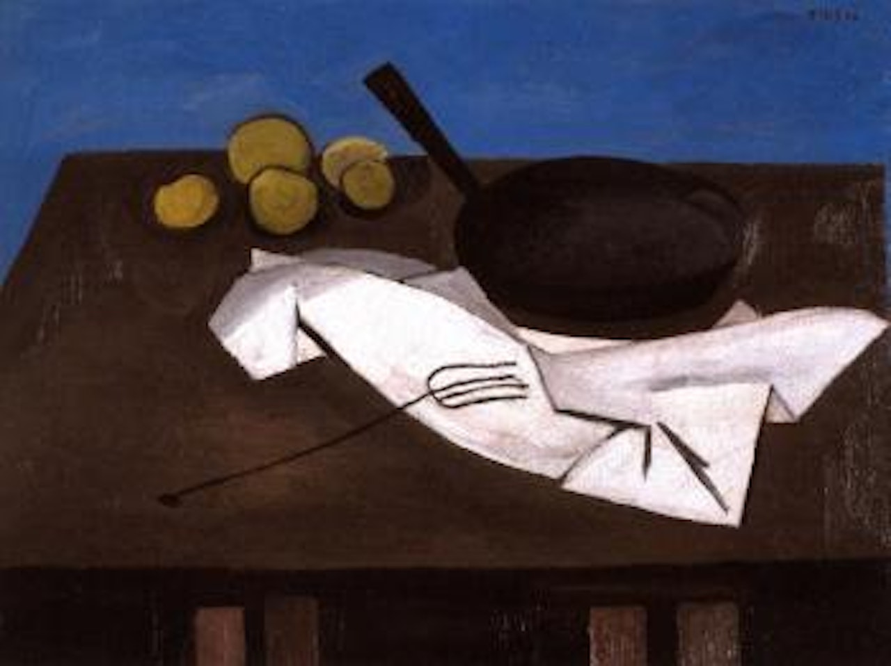 Still life with frying pan by William Scott