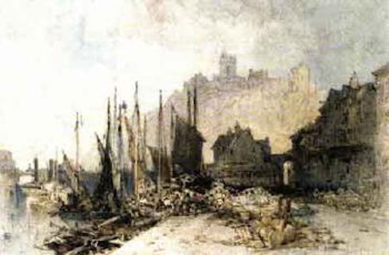 Fish market, Folkstone Harbour by William Callow