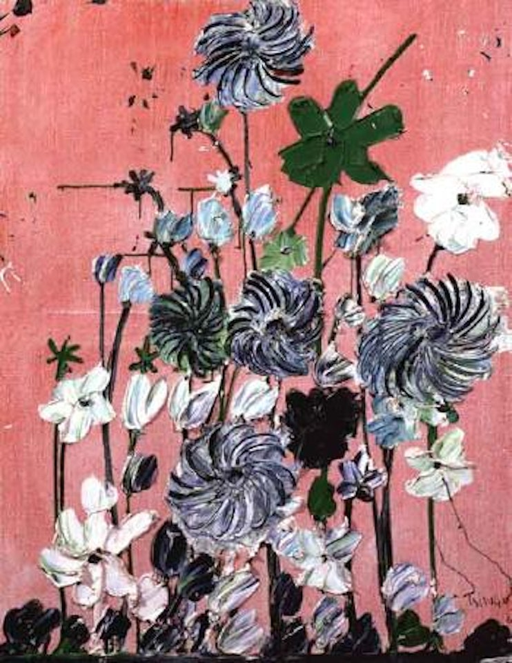 Flowers on a pink background by Thanos Tsingos