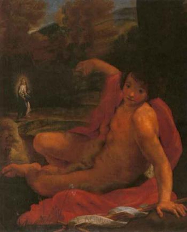 Saint John the Baptist and Christ in a landscape by Roman School