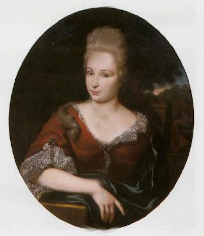 Portrait of a lady in a red dress by Jan Weenix