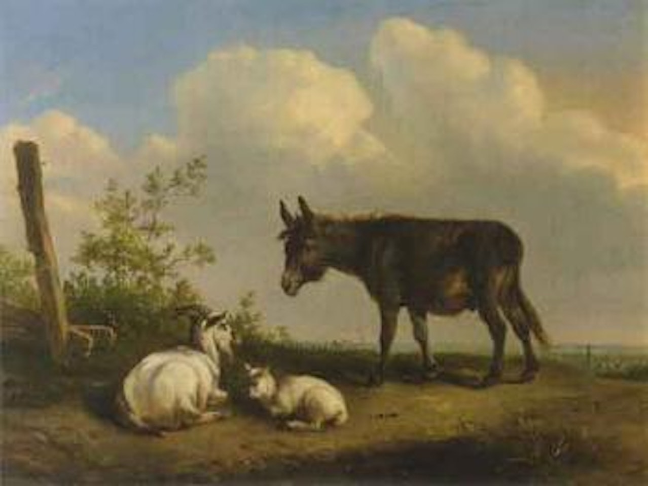 Donkey and two goats by Eugène Joseph Verboeckhoven