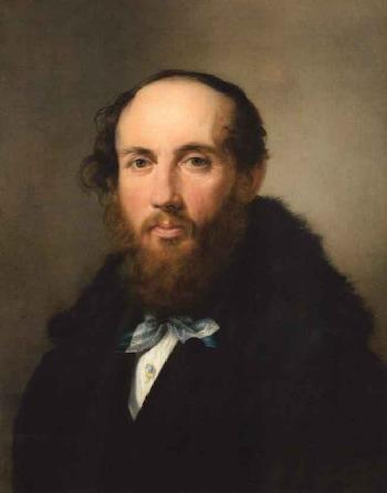 Portrait of man with fur collar by Ferdinand Georg Waldmüller