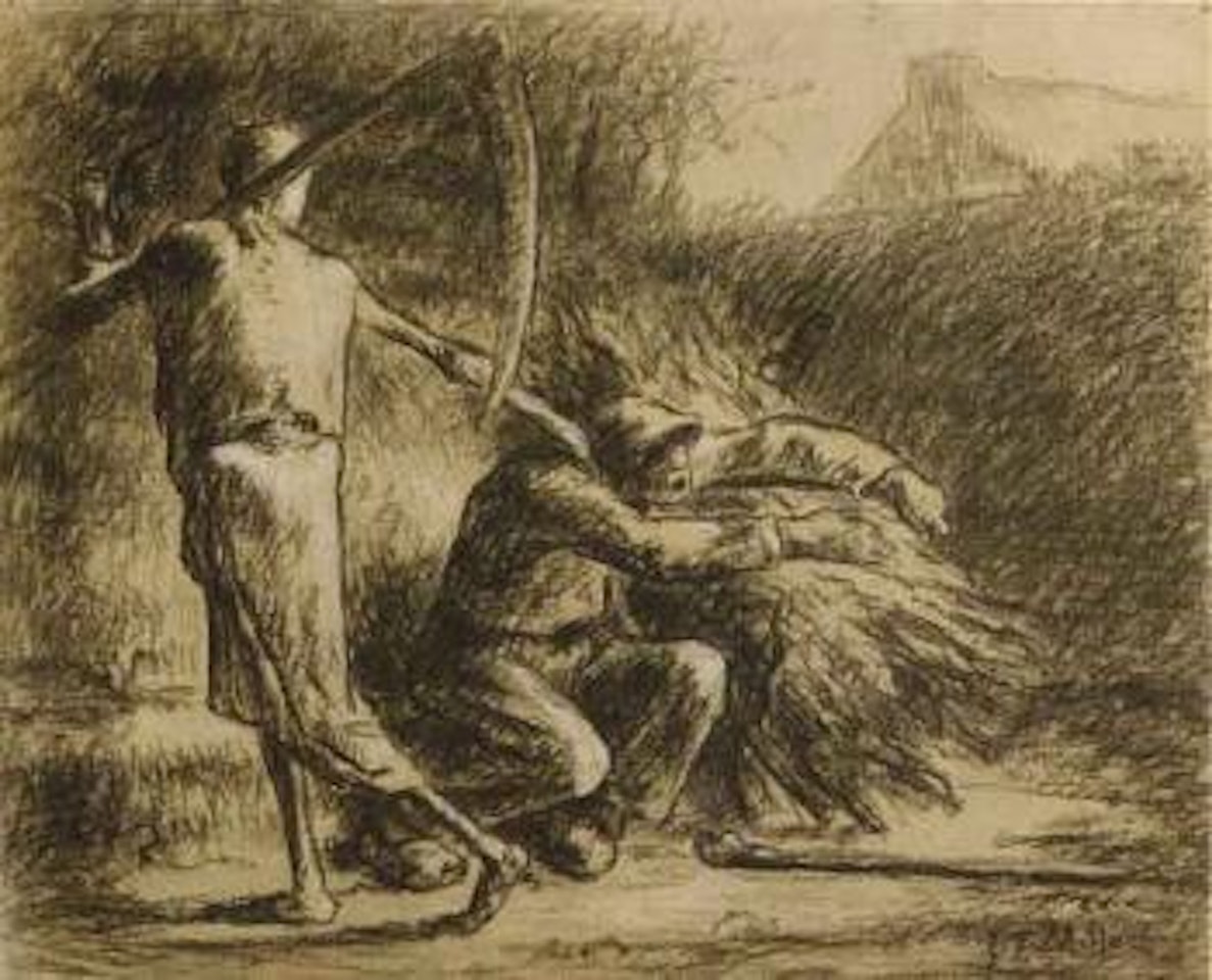 Wood gatherer and death by Jean-François Millet