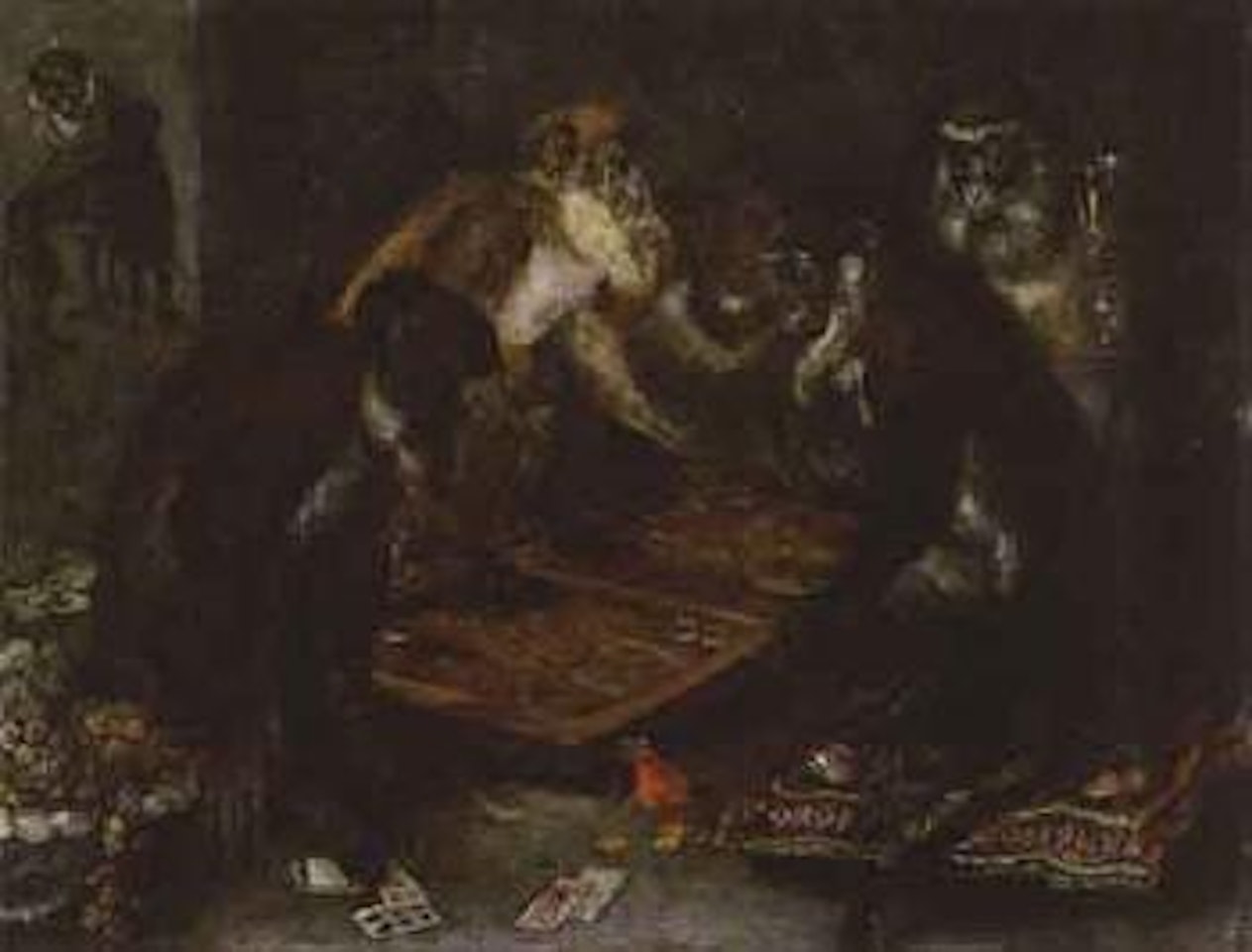 Monkeys playing with cards and games by Jan Brueghel the Younger