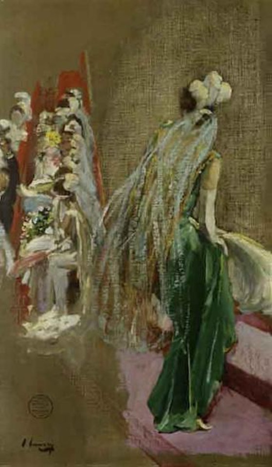 Debutante in green by John Lavery
