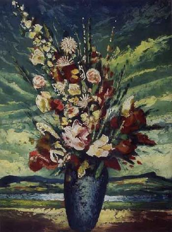 Flowers in blue vase by Daniel O'Neill