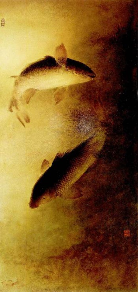 Two carps by Lee Man Fong