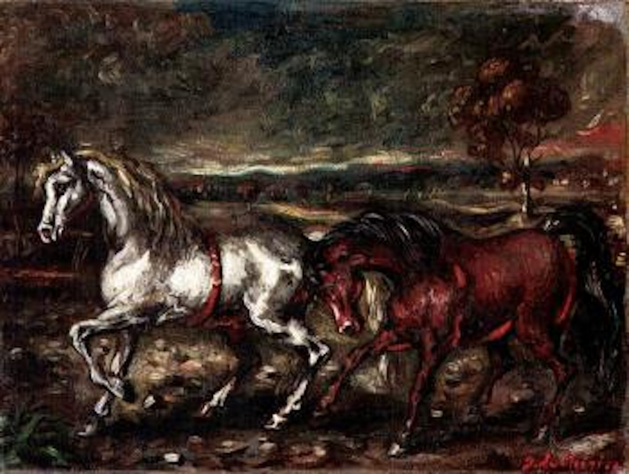 Horses by village by Giorgio de Chirico