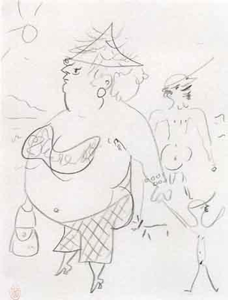 Vacances en famille sur la plage du Prado by Jean Cocteau