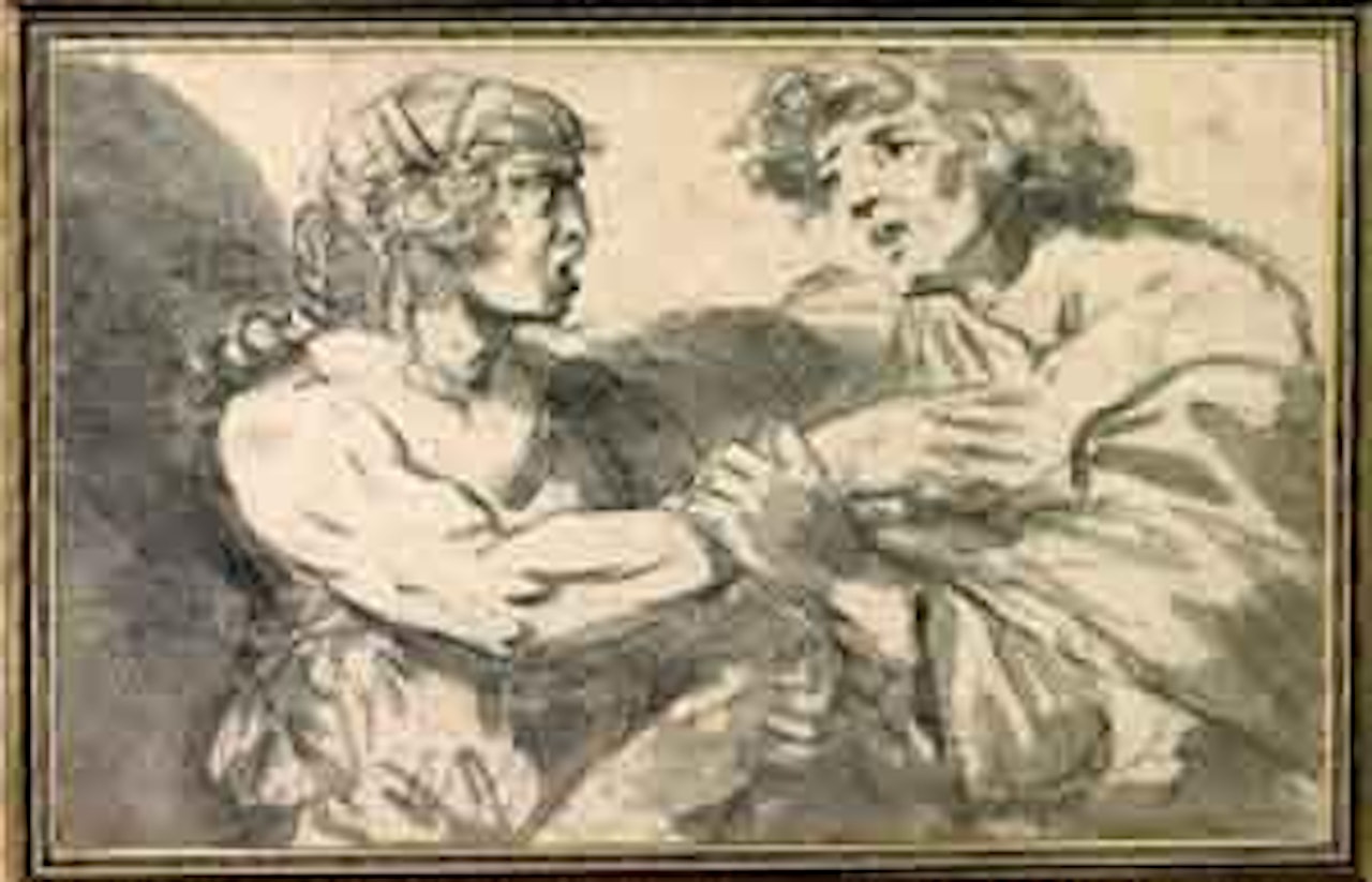 Deux romains vus a mi-corps se disputant by Jean-Baptiste Greuze