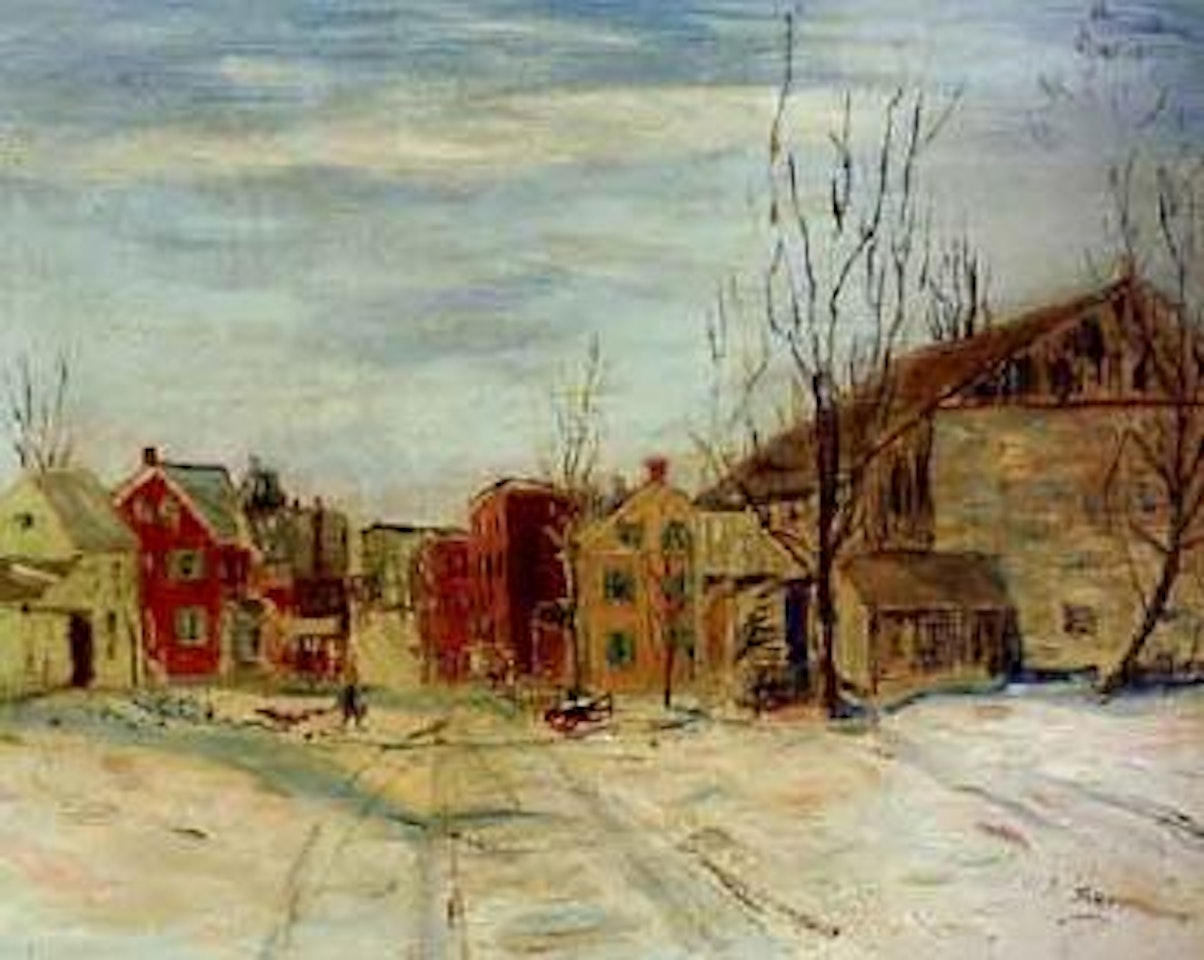 Billy Schlichter's barn, temple Avenue and Main Street by Walter Emerson Baum