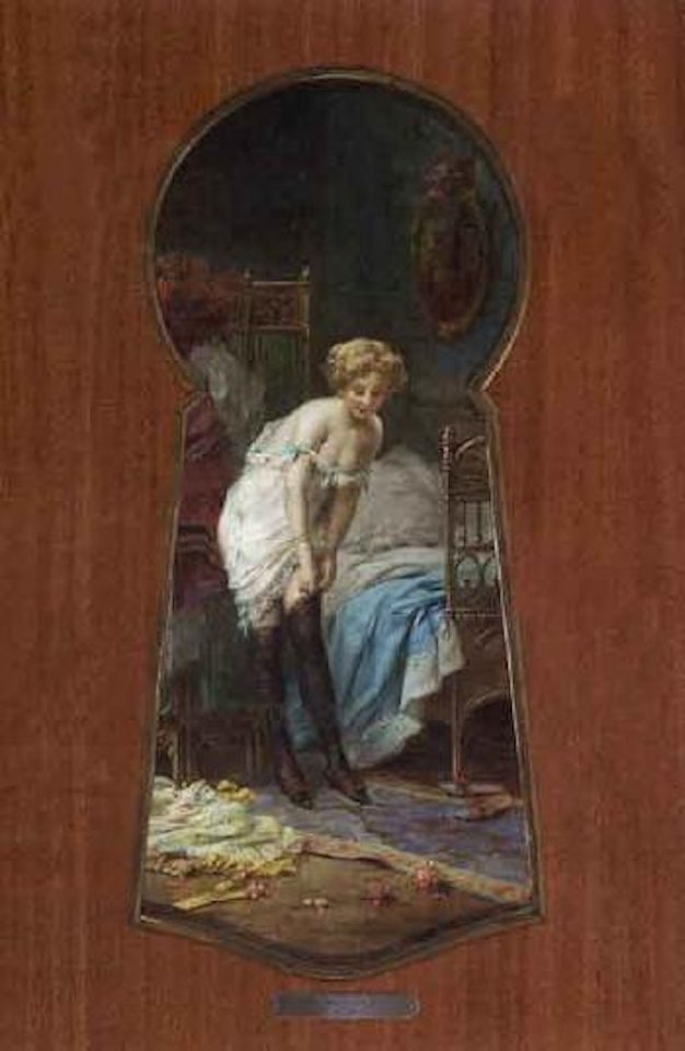 Boudoir scene, through the keyhole by Hans Zatzka