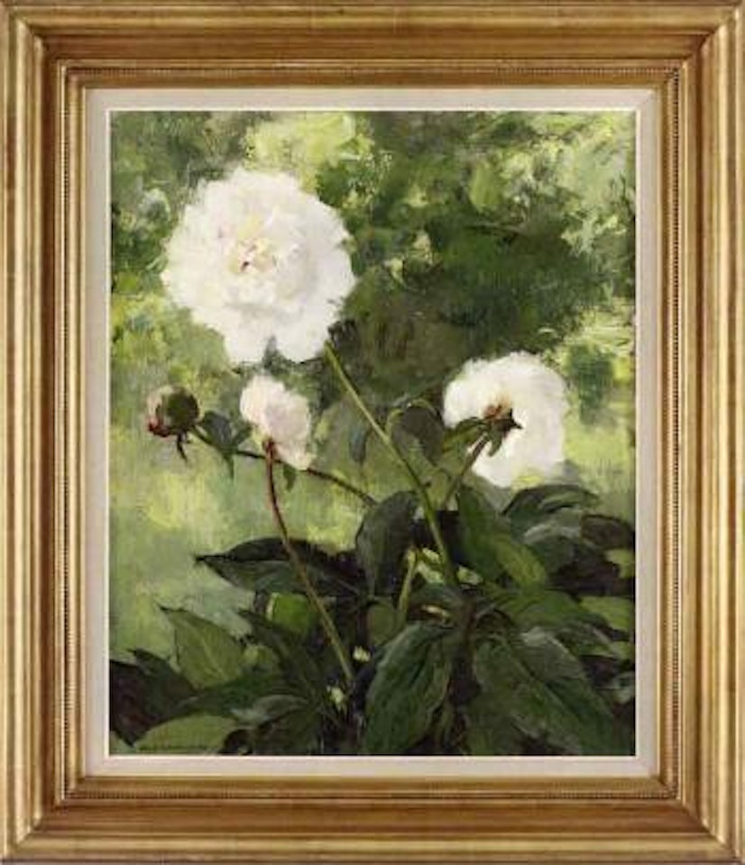 White peonies by Olle Hjortzberg