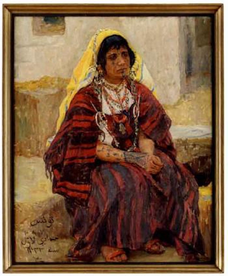 Tunisian woman in deep thought by Alexandre Roubtzoff