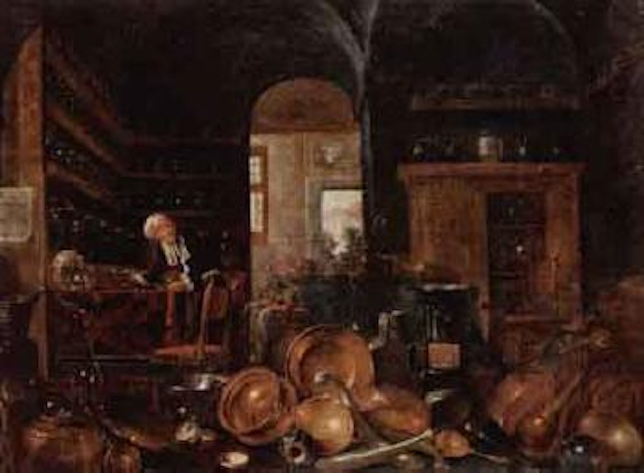 Interior from a dispensing chemist's shop by Dutch School