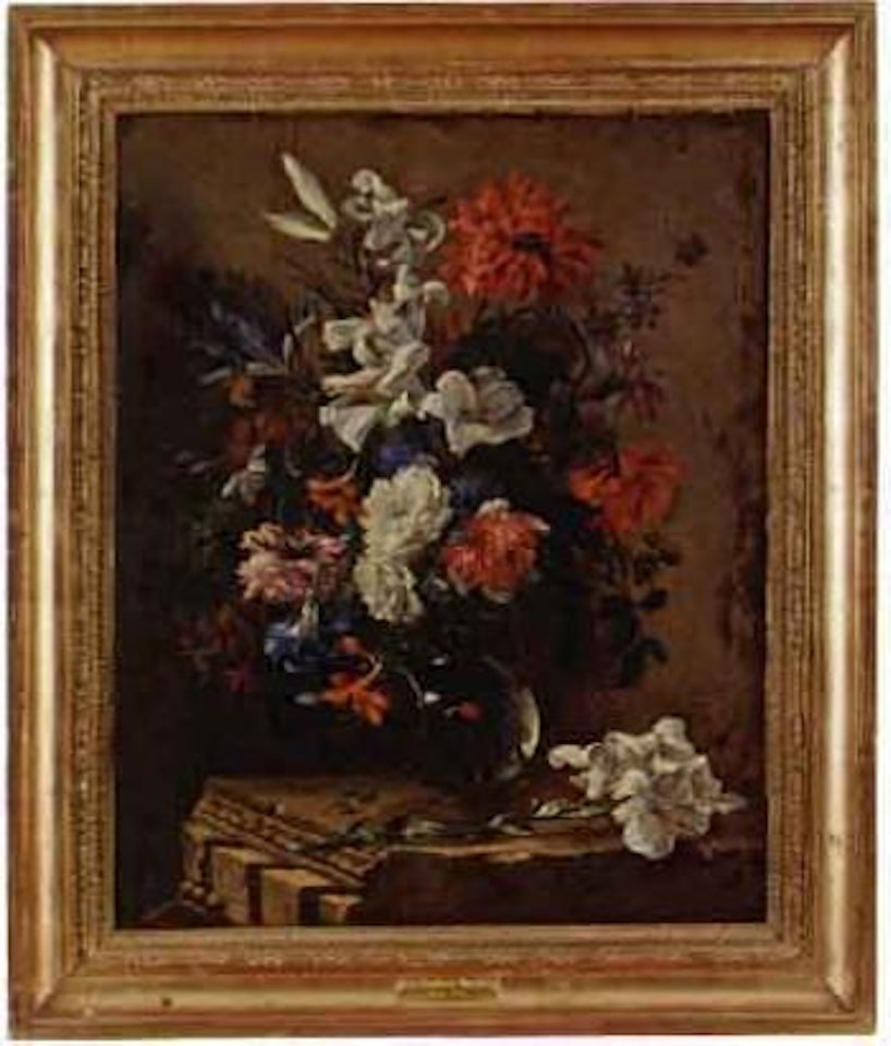 Still life of white lilies and chrysanthemums by Jean Baptiste Monnoyer