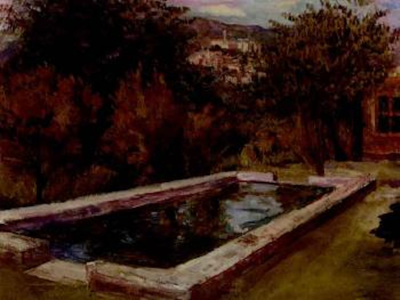 The swimming pool at the Castello, Opio, Cote d'Azur by Augustus Edwin John