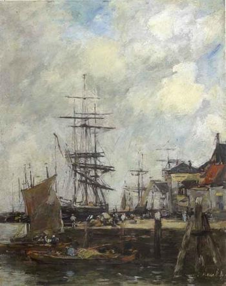 Dordrecht, un quai by Eugène Boudin