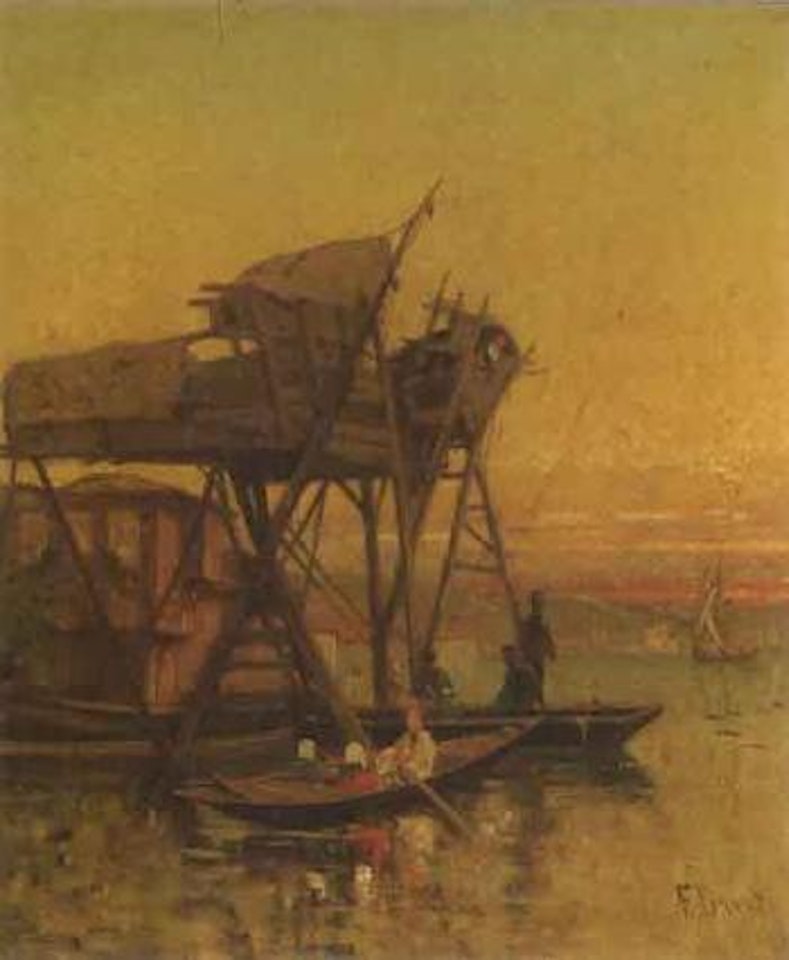 Anier dans une ruelle a Istanbul. Barques sur le Bosphore by Germain-Fabius Brest