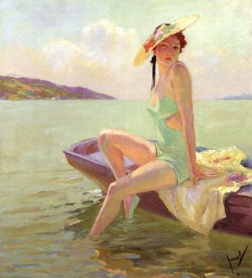 Badende im Boot - The bathing hour by Edward Cucuel