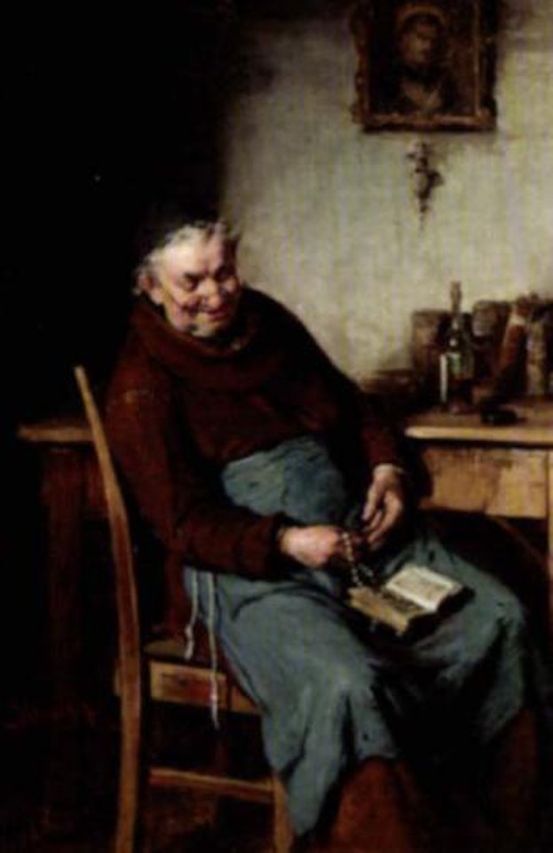 Broken wine bottles. Rosary beads by Hermann Kern