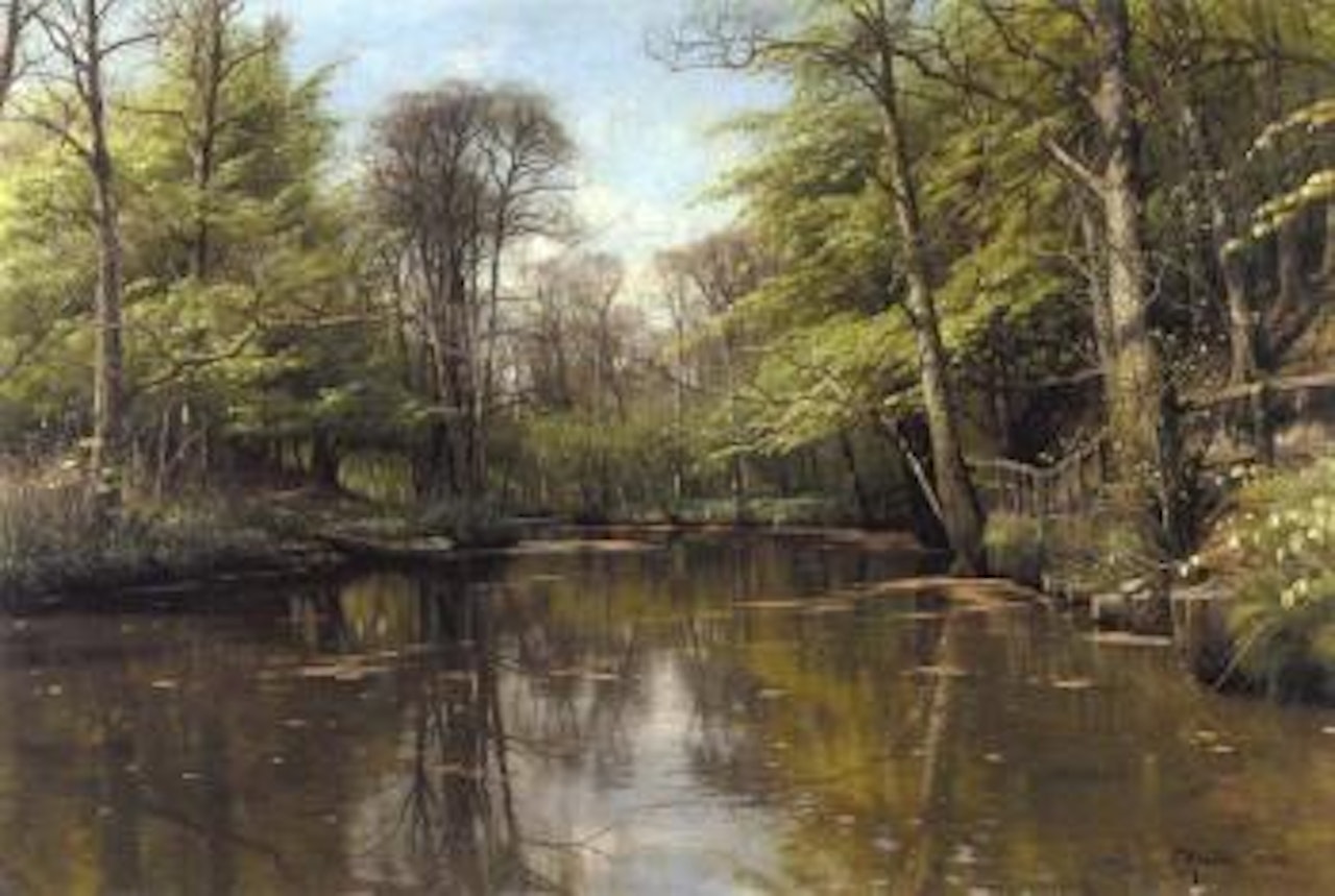 A lake in early spring by Peder Mork Monsted