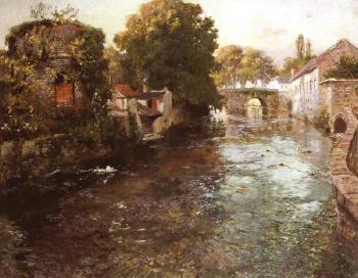 By the river Elle in the town of Quimperle by Fritz Thaulow