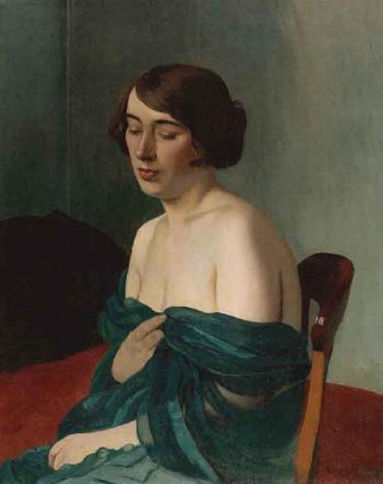 Jeune femme a l'echarpe verte by Félix Vallotton