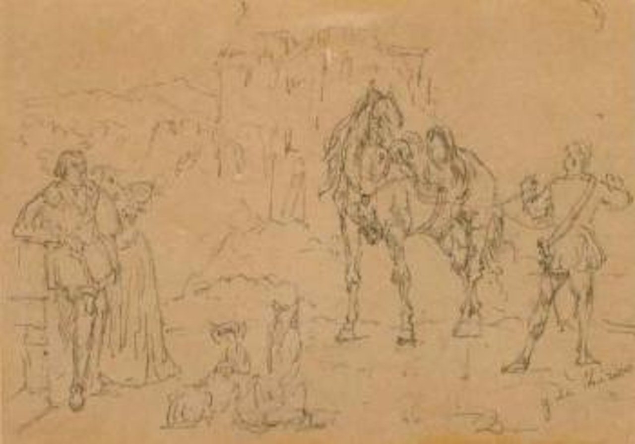 Landscape with figures by Giorgio de Chirico