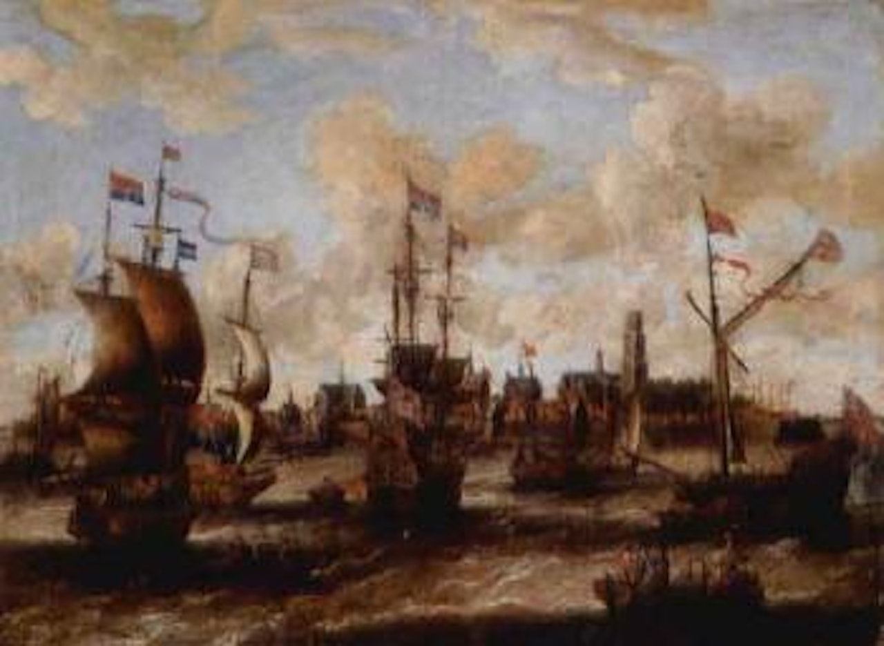 English and Dutch shipping off Antwerp by Pieter van de Velde