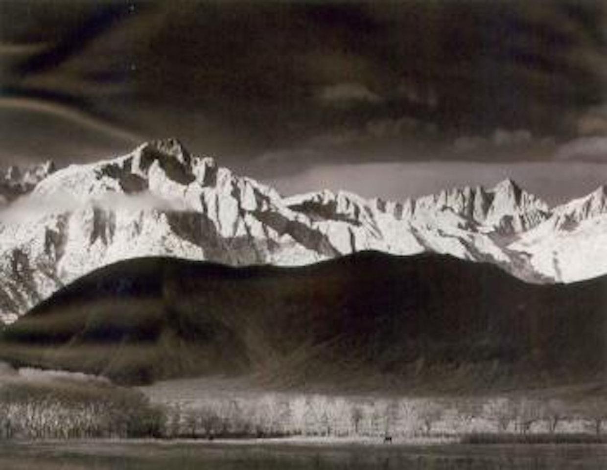 Winter sunrise, Sierra Nevada from Lone Pine by Ansel Adams
