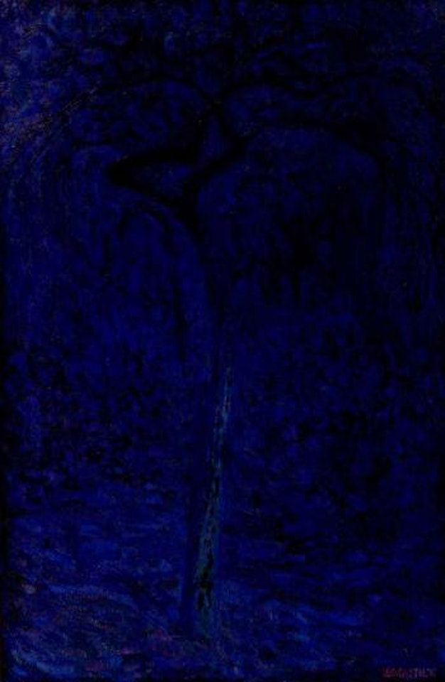 Boom in maanlicht - de blauwe boom by Leo Gestel