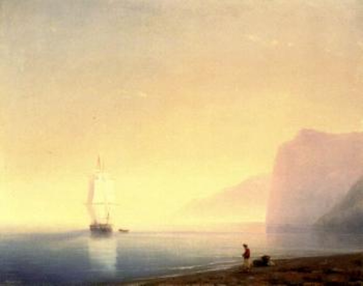 Sunrise over calm waters by Ivan Konstantinovich Aivazovsky