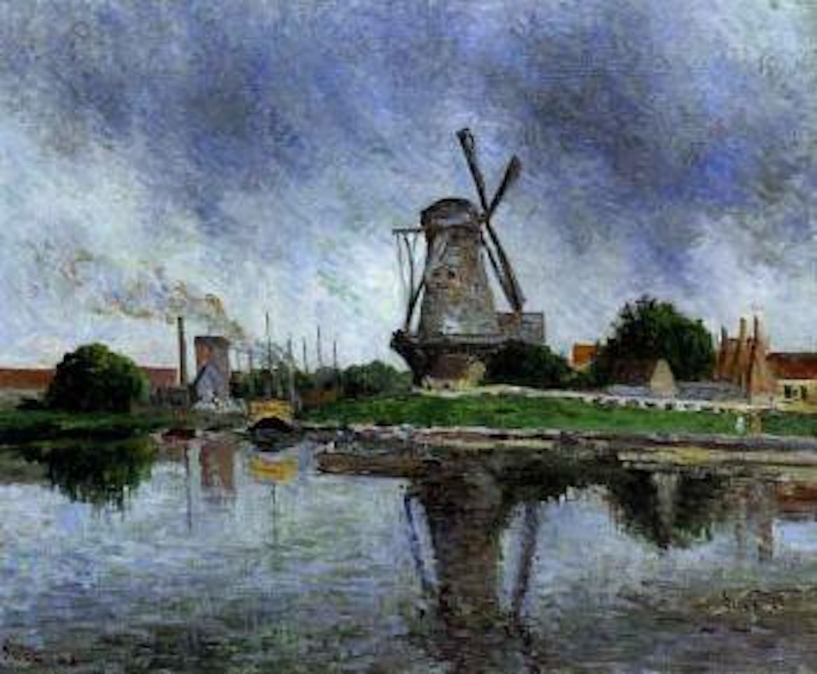 Moulin au bord de canal en Hollande by Maximilien Luce