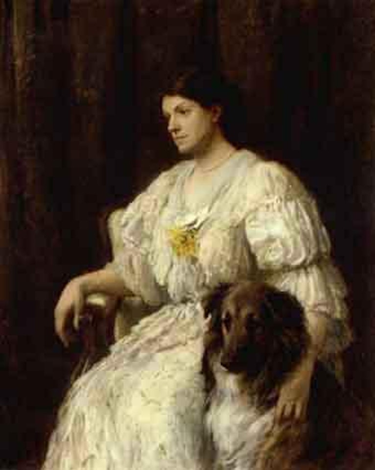 Portrait of lady by Heywood Hardy