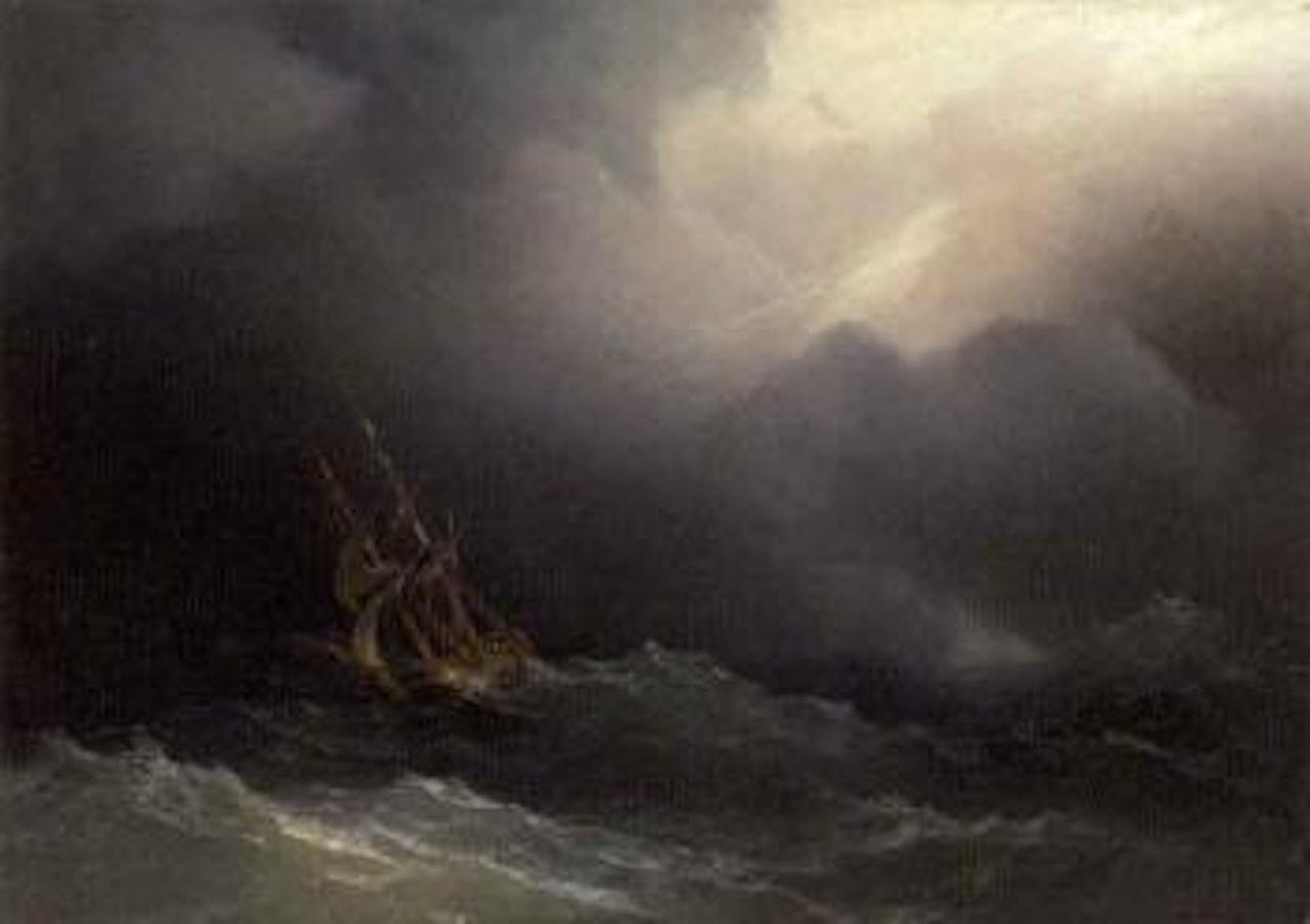 Ship in rough se by Ivan Konstantinovich Aivazovsky