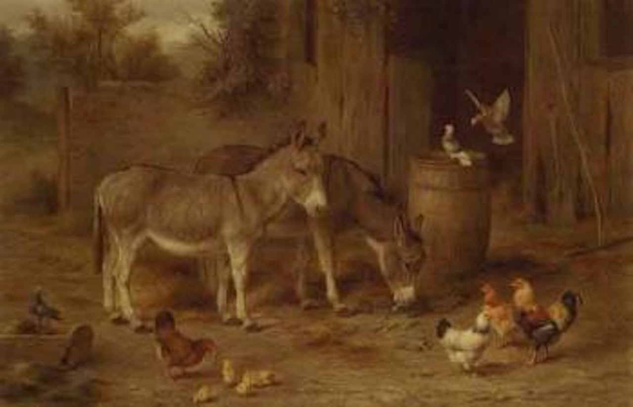 Donkeys, chickens and doves by Edgar Hunt
