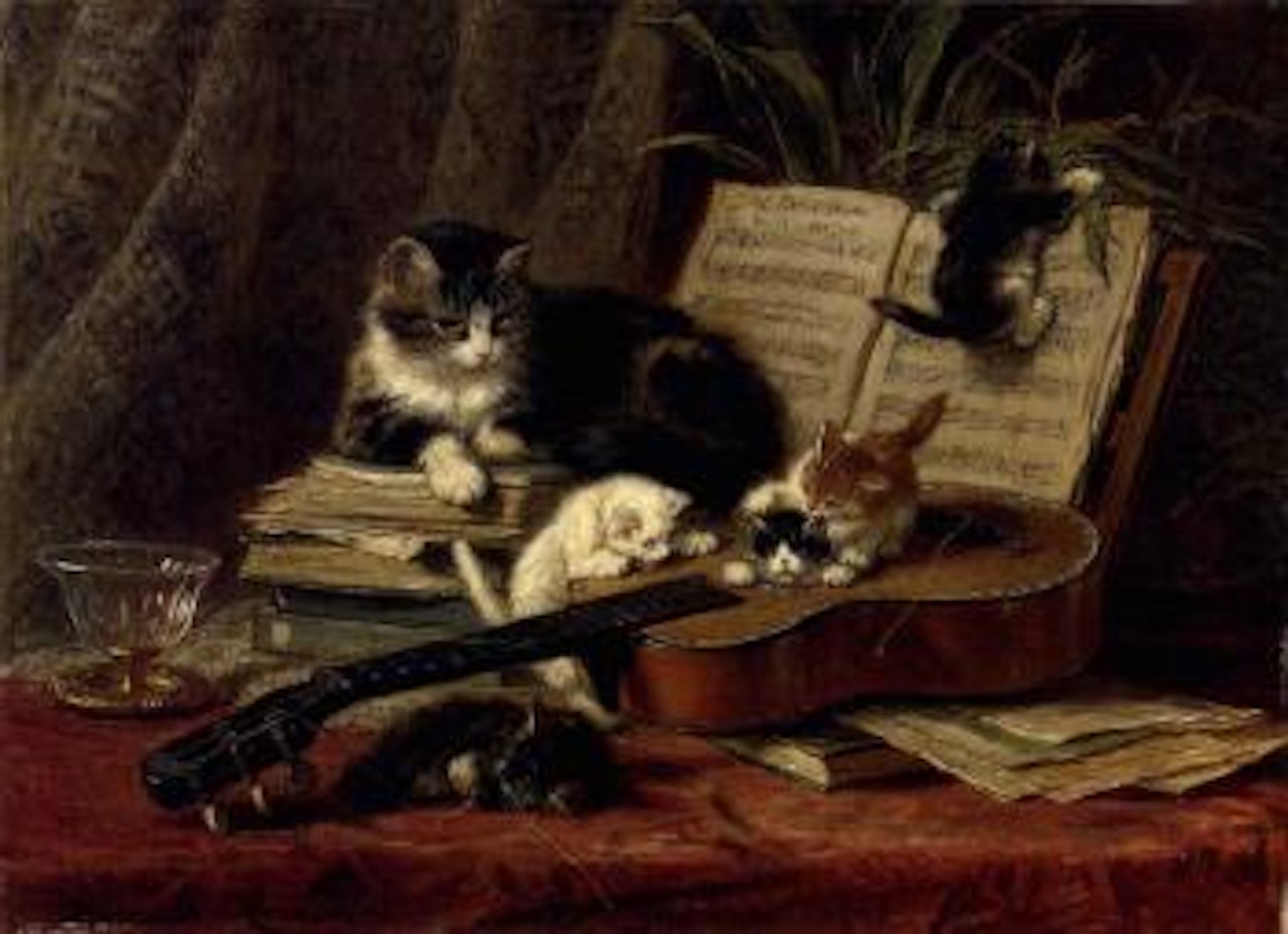Playing the guitar by Henriette Ronner-Knip