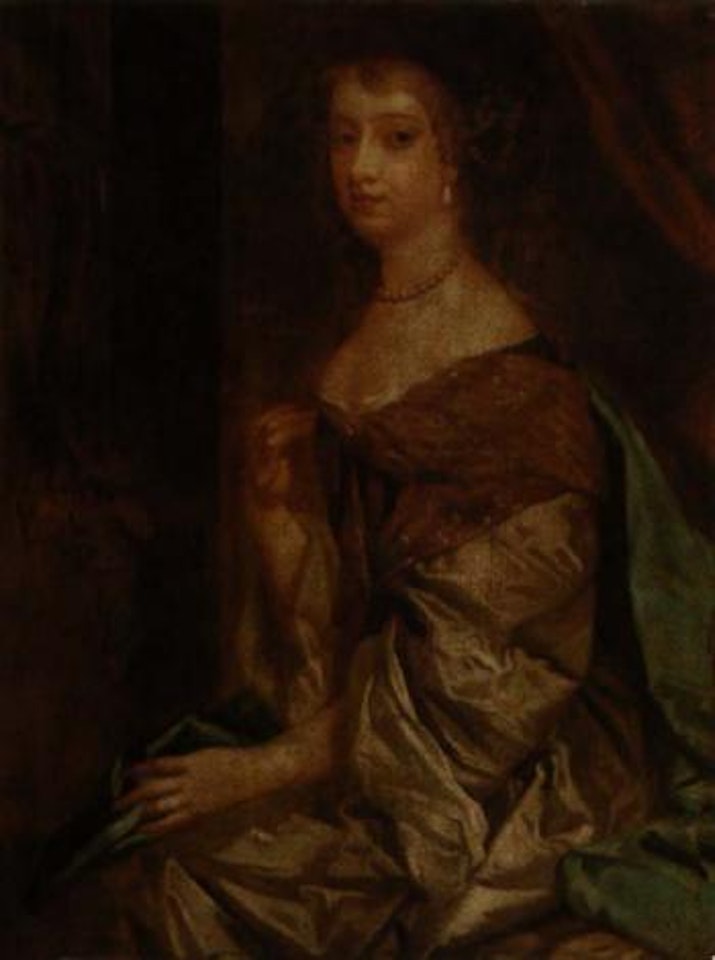 Portrait of a lady, seated three-quarter-length, in a gold dress by Sir Peter Lely