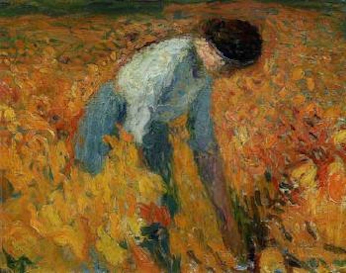 Femme dans un champ de ble by Henri Jean Guillaume Martin