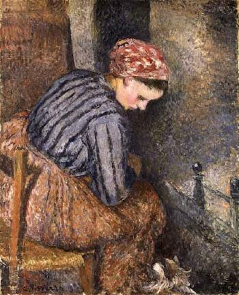 Paysanne se chauffant by Camille Pissarro