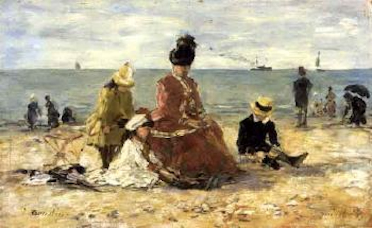 Repos, plage de Trouville by Eugène Boudin