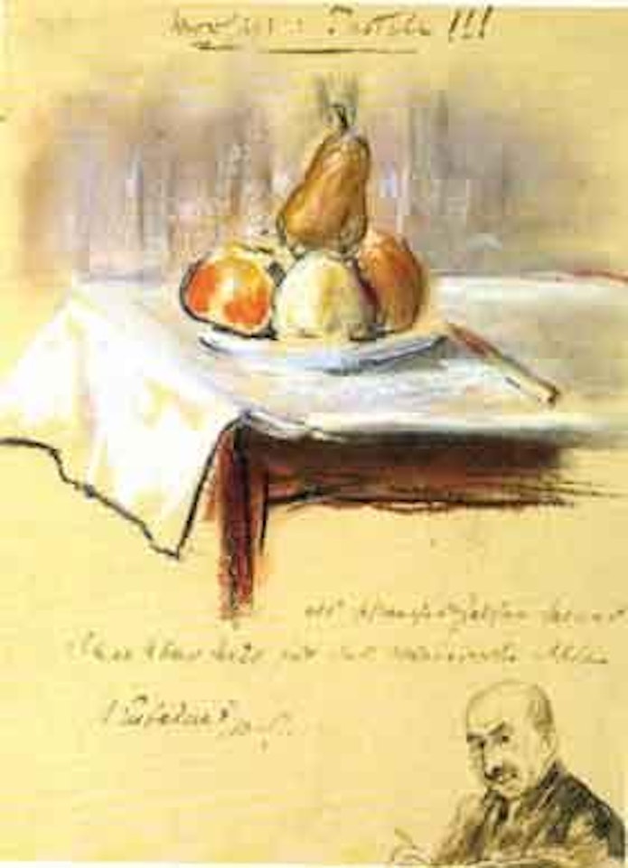 Still life with fruit and self portrait by Max Liebermann