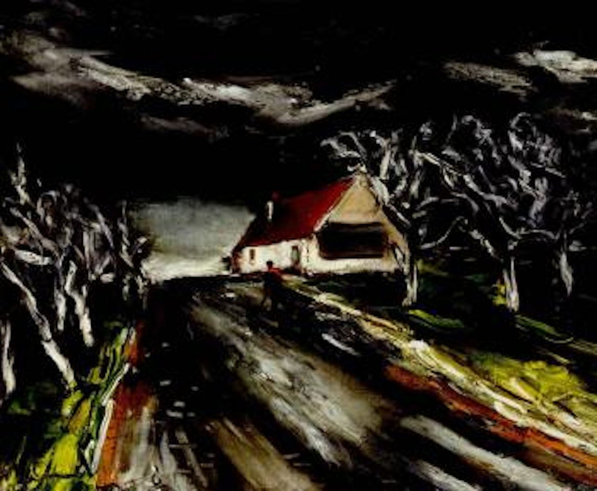 Paysage avec personnage au foulard rouge by Maurice de Vlaminck