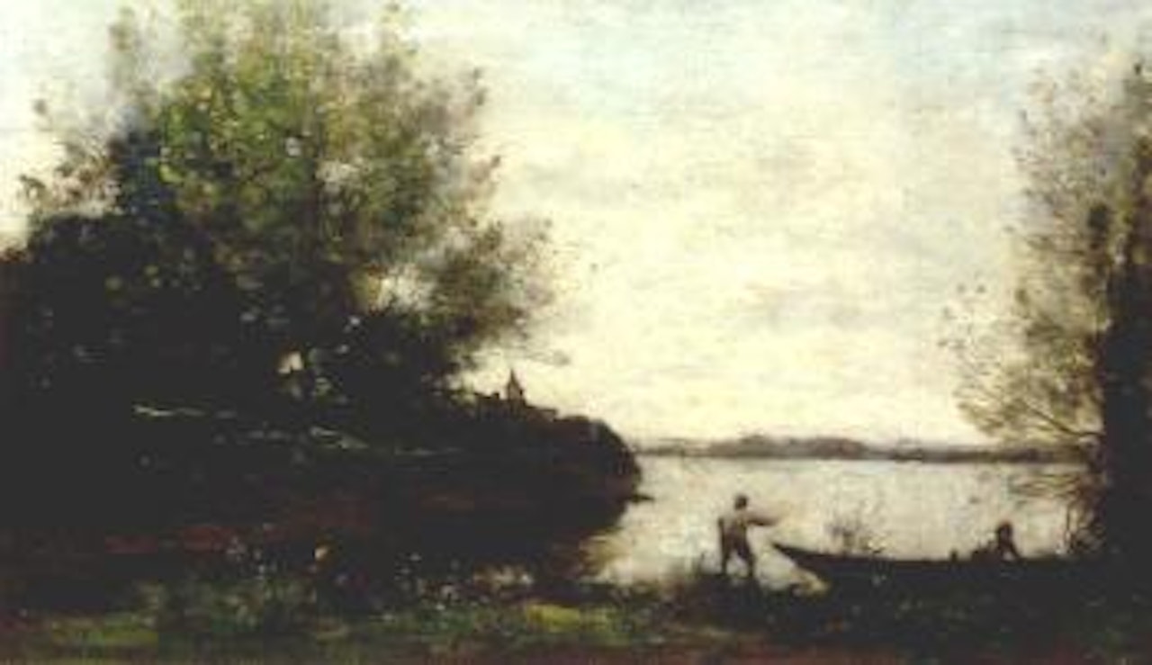 Pecheur et batelier by Jean Baptiste Camille Corot