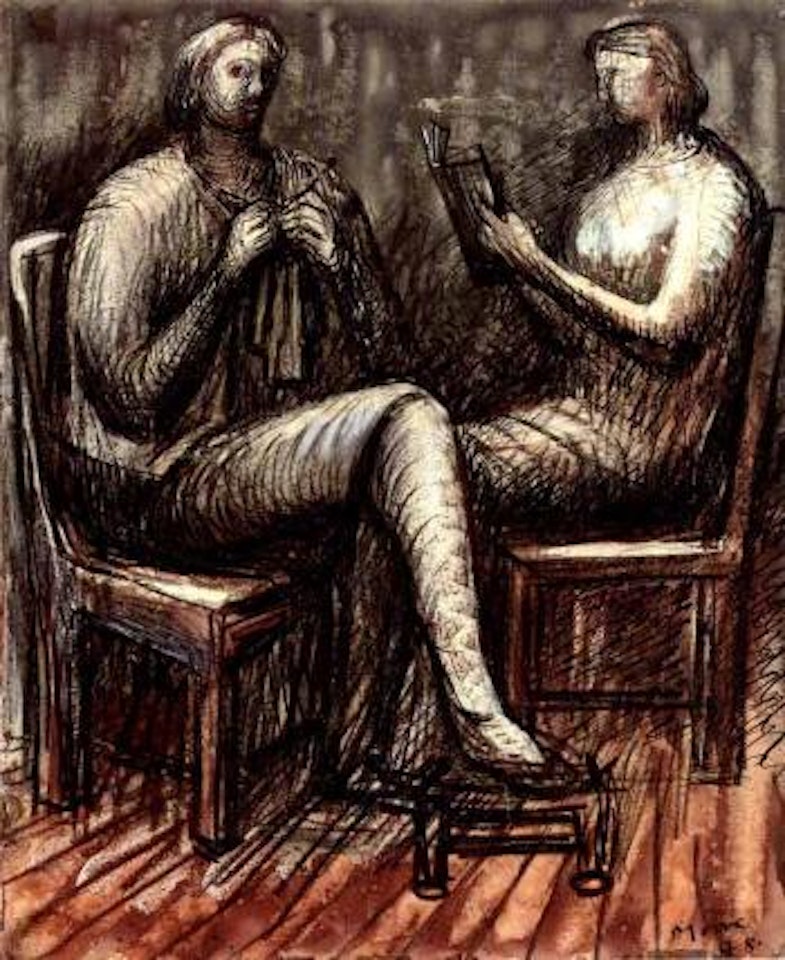 Two seated women by Henry Moore