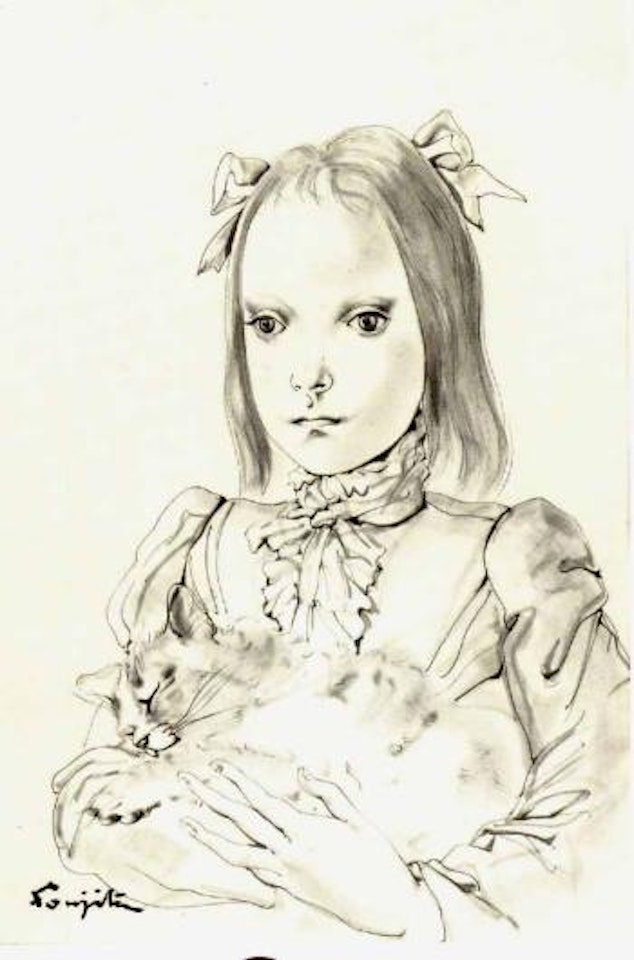 Petite fille au chat by Leonard Tsuguharu Foujita